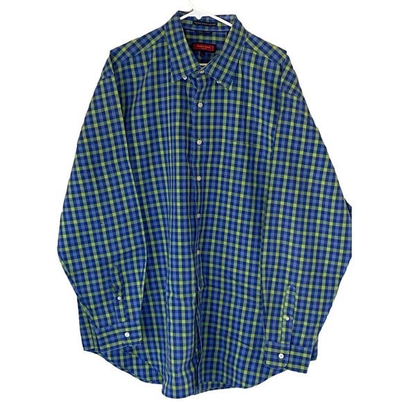 Austin Reed London Mens XXL Blue Check Dress Shirt Long Sleeve Button Up - Picture 1 of 8